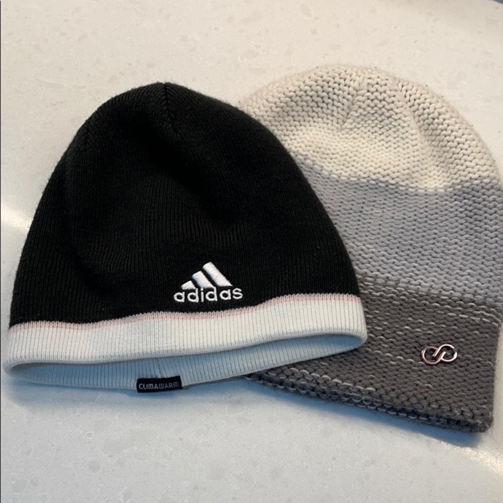 Adidas and Calia Knit Hat Bundle Black White, Gray